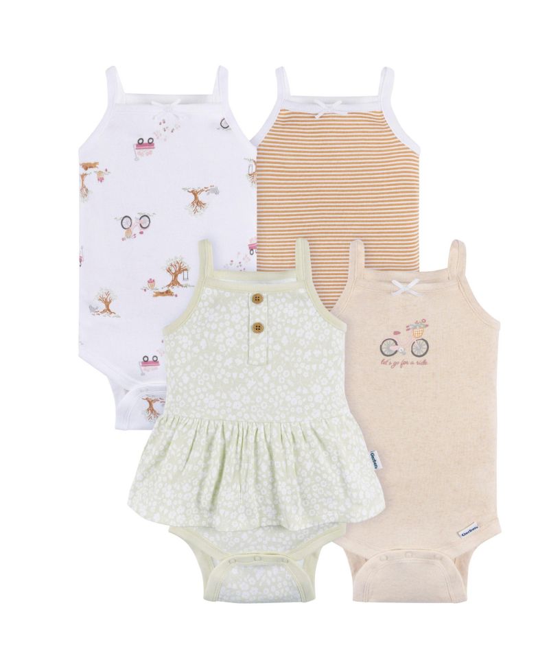 Baby Girls 4-Pack Sleeveless Onesies Bodysuits