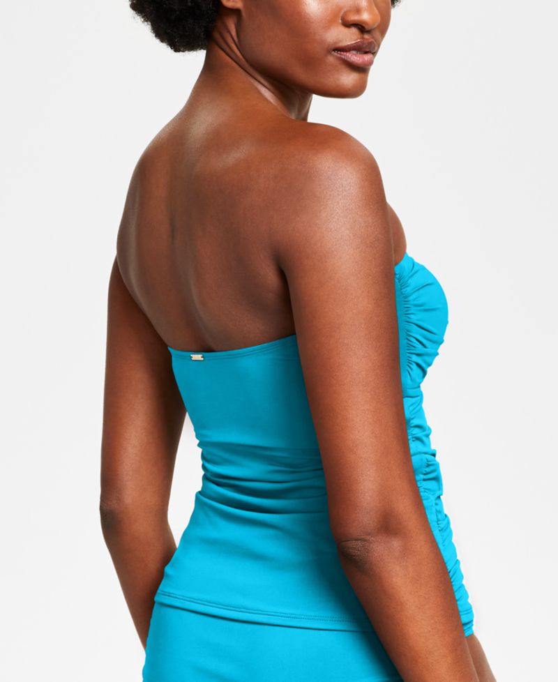 Twist-Front Ruched Tankini Top and High Waistband Bottoms