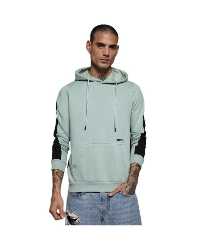 Men's Sage Green Pullover Hoodie With Contrast Back
