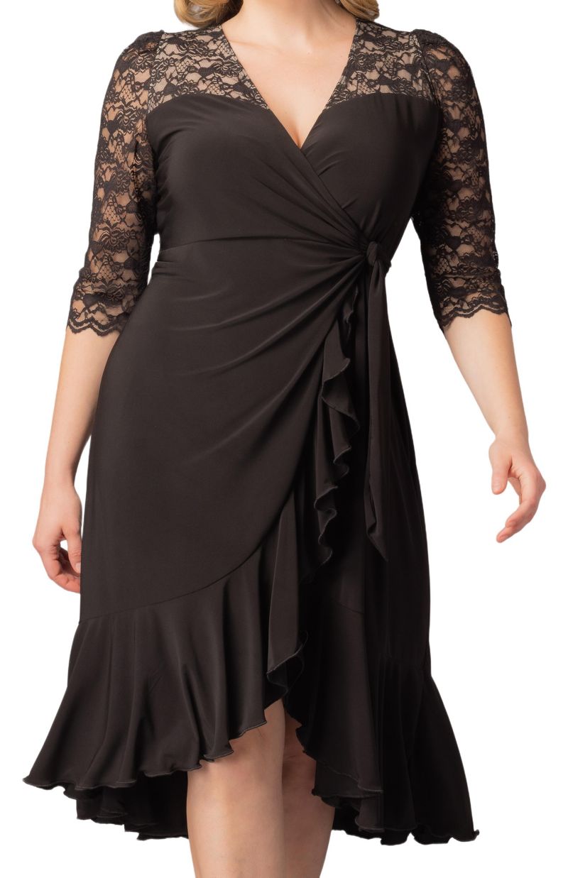 Plus Size Lavish Lace Wrap Dress