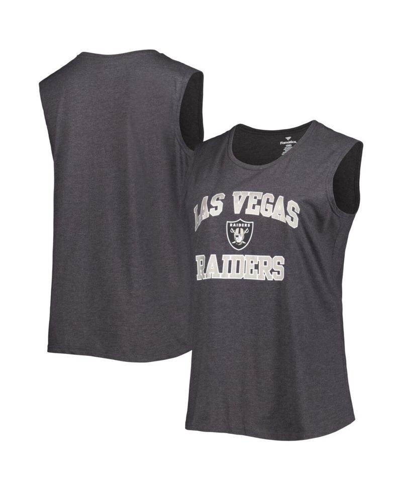 Women's Heather Charcoal Las Vegas Raiders Plus Size Tank Top