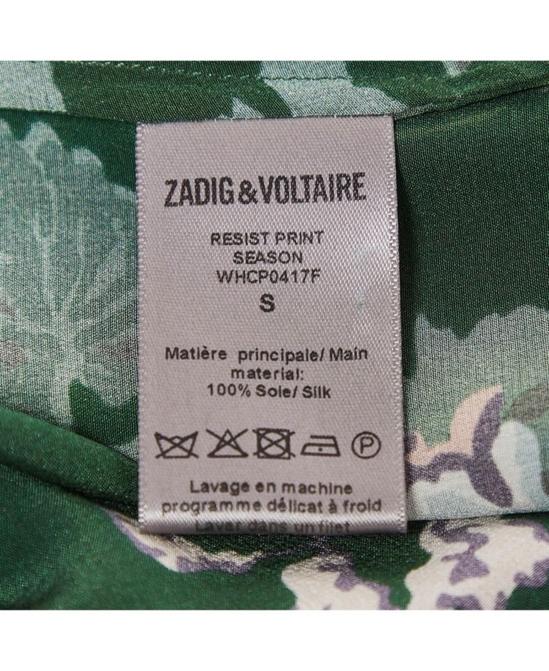 Women's Green Resist Print Silk Dress