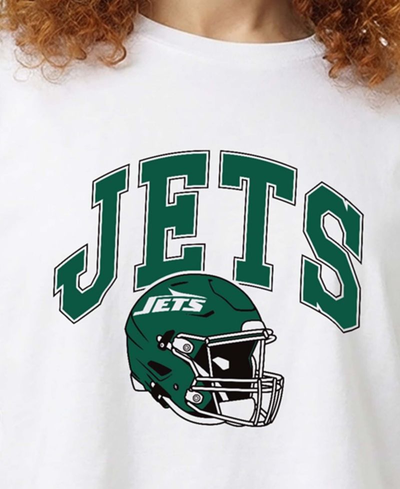 Women's New York Jets Boyfriend Cropped Graphic T-Shirt