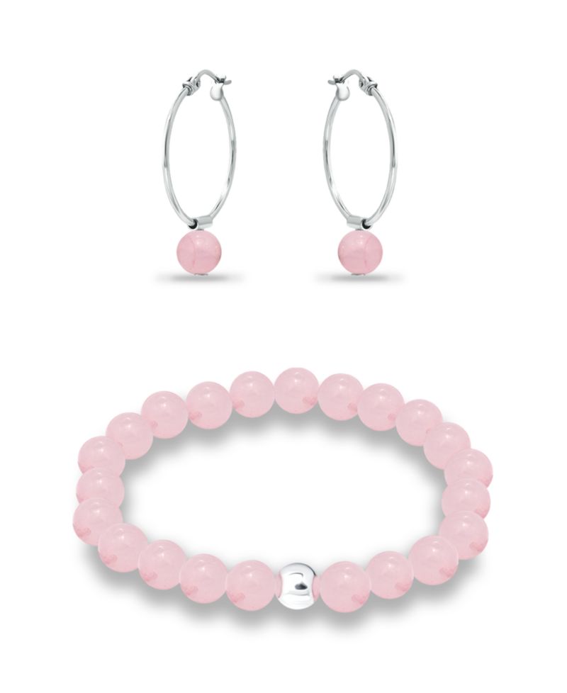 Silver Plated Multi Genuine Stone Bracelet and Earring, 2 Piece Set