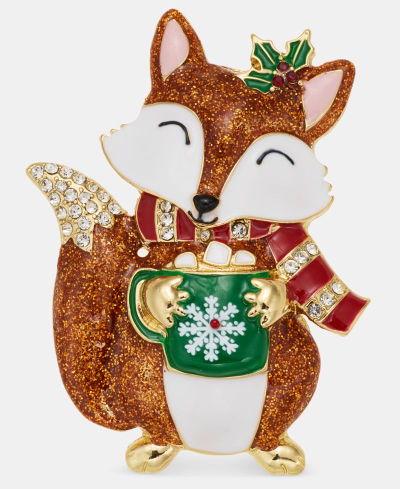Crystal & Glitter Fox Pin
