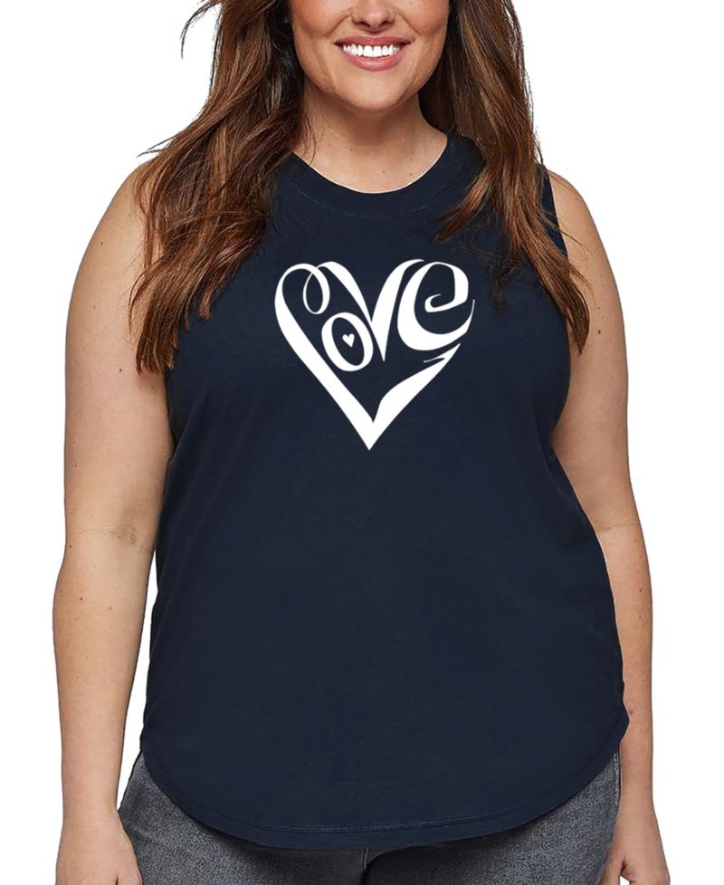 Plus Size Script Heart Word Art Tank Top