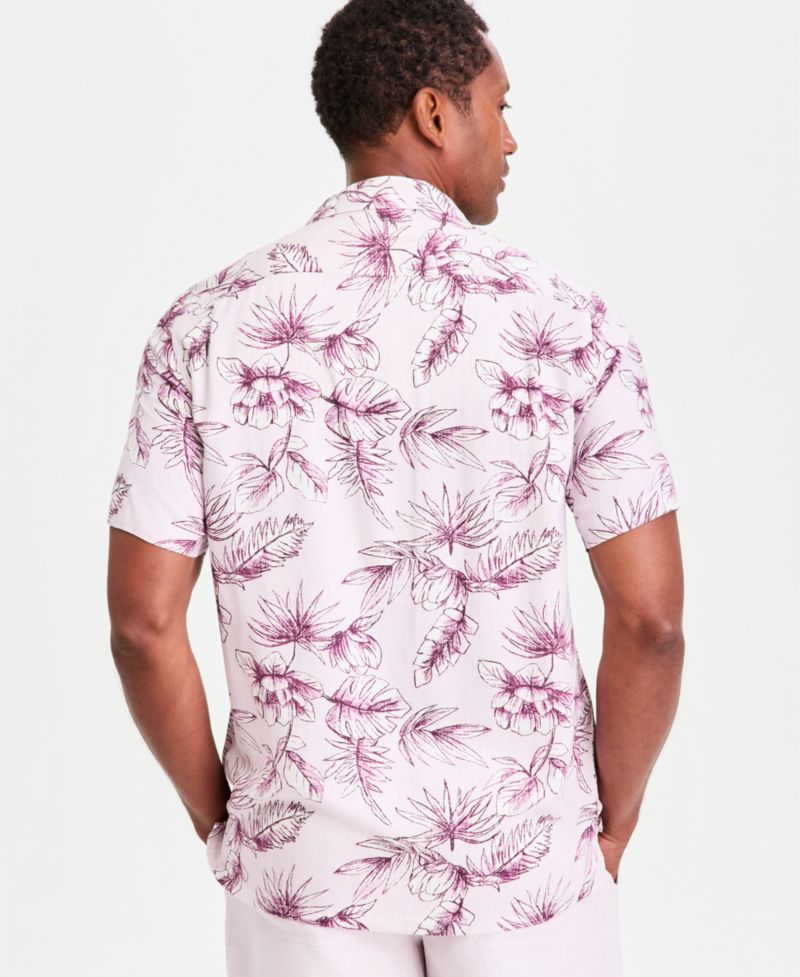 Men's Petal Paisley Silk Blend Short Sleeve Shirt, Macy's Exclusive