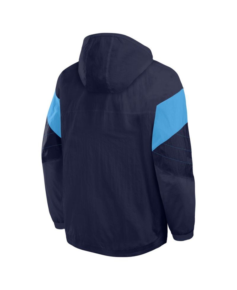 Men's Navy Leeds United Hooded Quarter-Zip Track Jacket