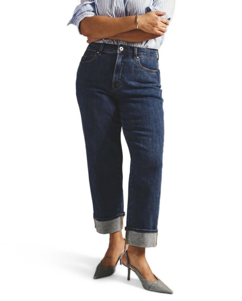 Women's Stevie High-Rise Cuffed Straight-Leg Jeans