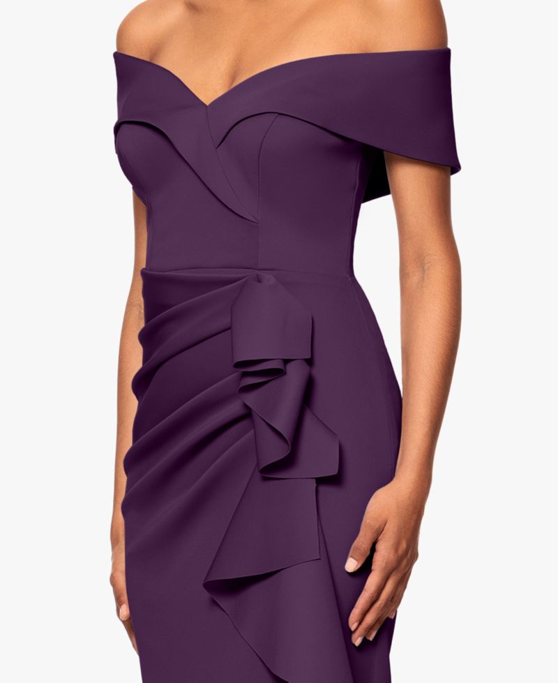 Women's Scuba Off-The-Shoulder Gown