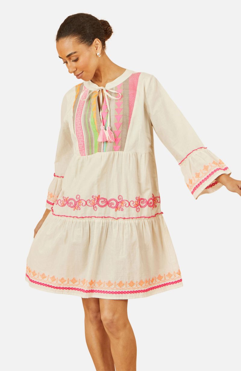 Women's Embroidered Cotton Tunic Dress