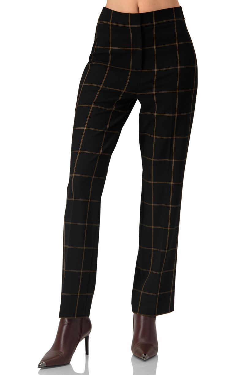 Women's Black Tailored Straight-Leg Trousers