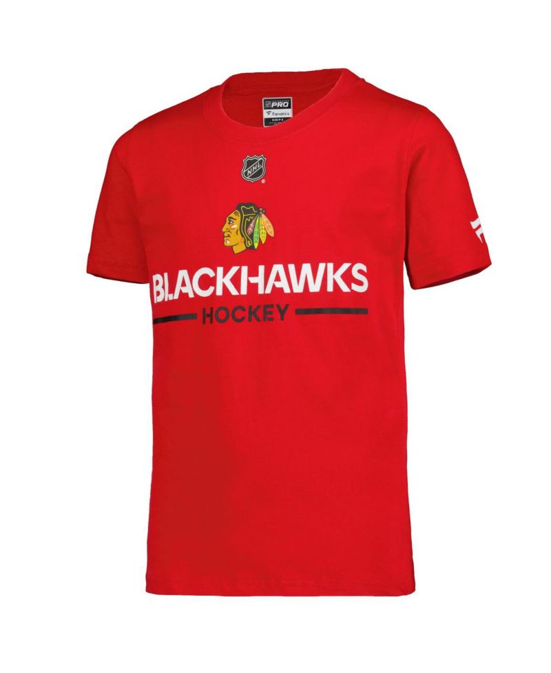 Big Boys and Girls Red Chicago Blackhawks Authentic Pro Wordmark T-Shirt