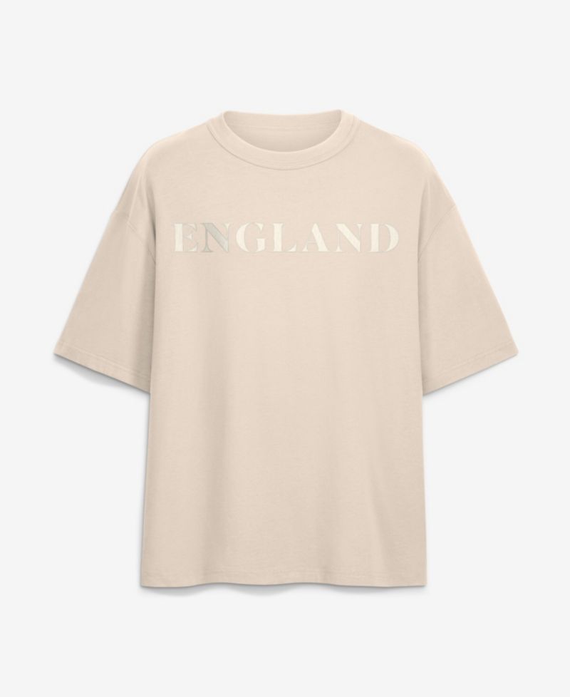 Men's Cream England National Team Oversized Unwind Tonal Heavyweight T-Shirt