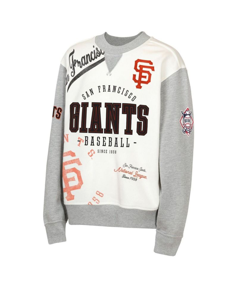 Big Boys and Girls Cream/Gray San Francisco Giants Big League Power Hit Fleece Sweatshirt