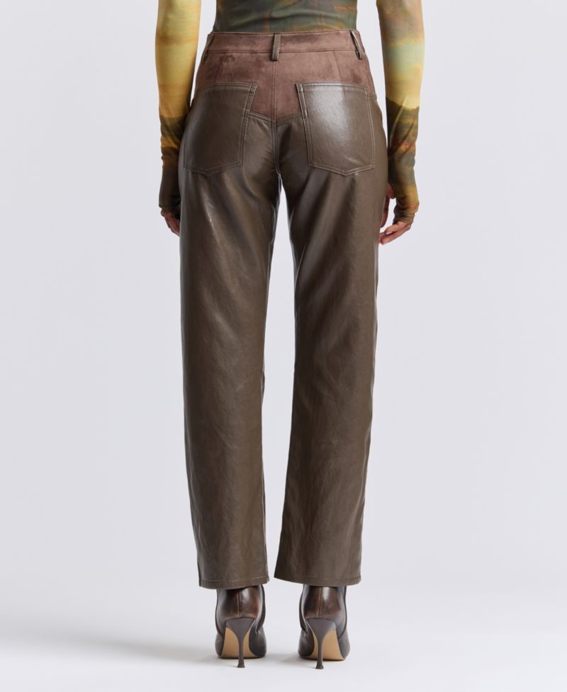 Women's High-Rise Yoke Slim Polyurethane Pants