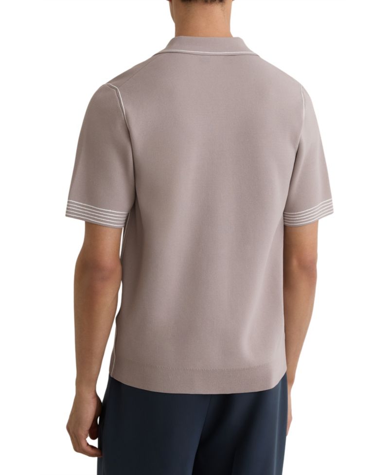 Men's Newbury Open Collar Piped Stitch Detail Polo Shirt