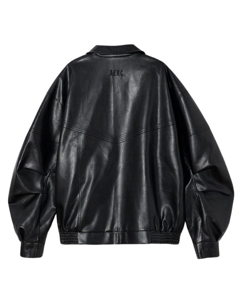 Women's Zip Up Ruched Leather Jacket