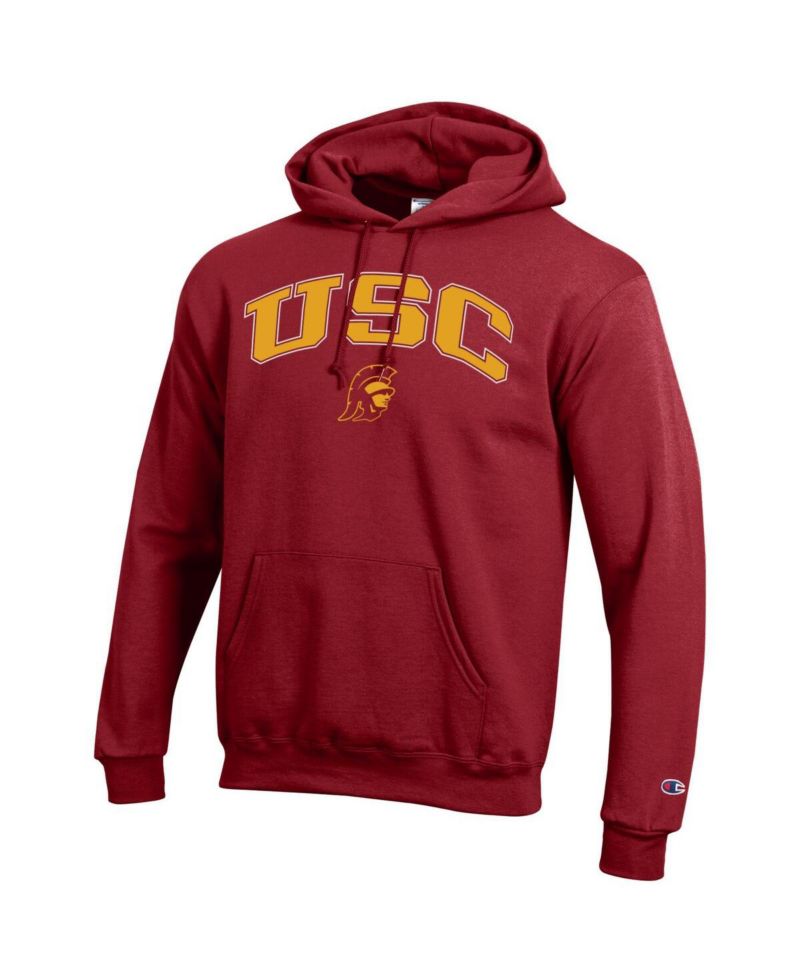 Men's Crimson USC Trojans Arched Logo Fleece Pullover Hoodie