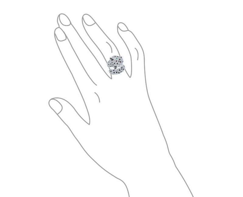Animal Black White CZ Leopard Panther Cocktail Statement Ring Silver Plated