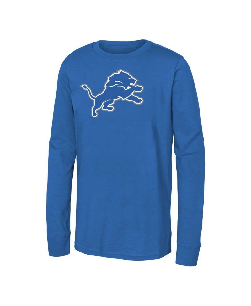 Big Boys and Girls Blue Detroit Lions Primary Logo Long Sleeve T-Shirt