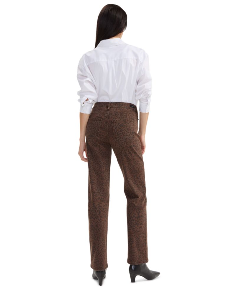 Petite Kennedy Straight Leopard Print Straight-Leg Jeans