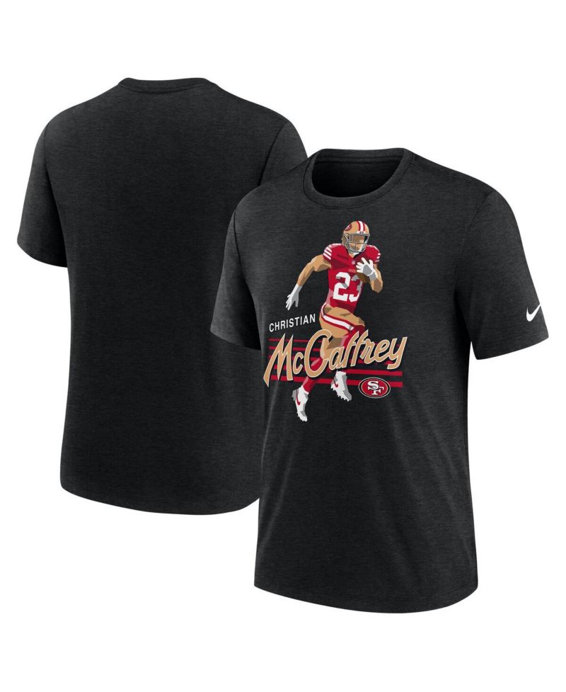 Men's Christian McCaffrey Heather Black San Francisco 49ers Player Graphic T-Shirt