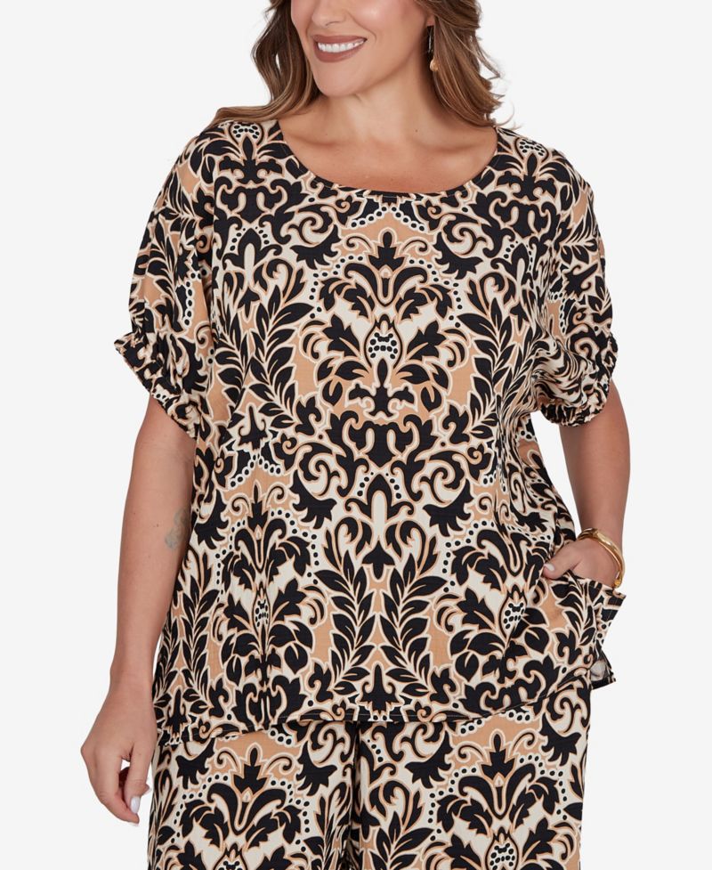Plus Size Damask Textured T-Shirt