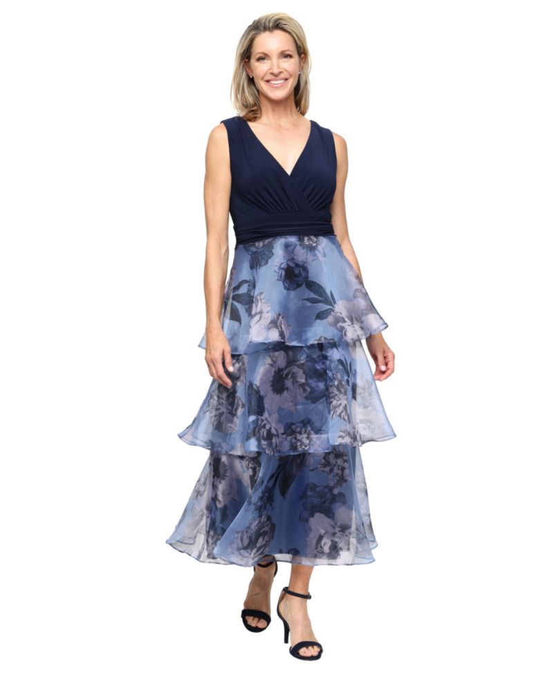 Women's Embellished Neckline with Tea Length Dress