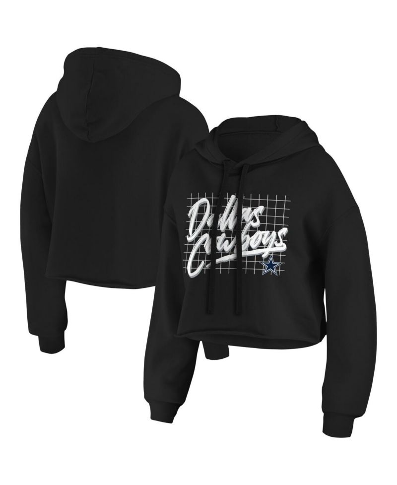Women's Black Dallas Cowboys Domestic Cropped Pullover Hoodie