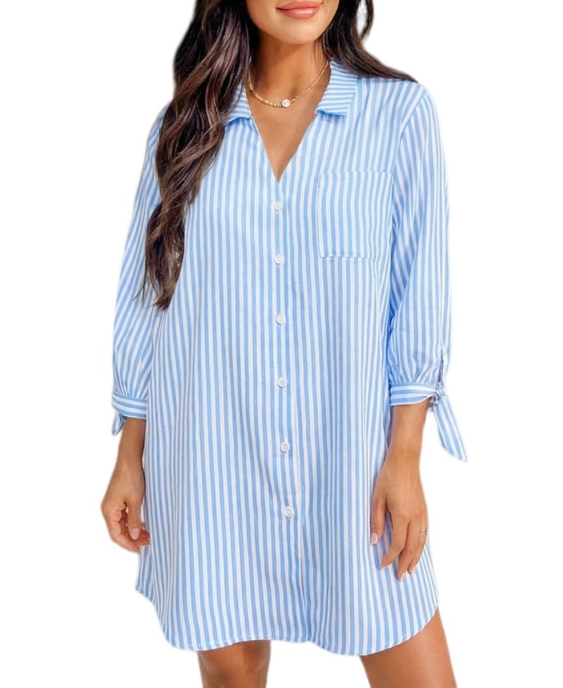 Women's Sailor s Cut Striped Cover-Up Dress