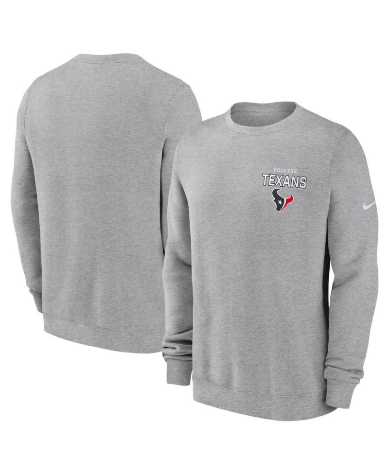 Men's Heather Gray Houston Texans Primetime Club Fleece Pullover Sweatshirt