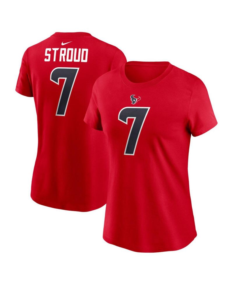 Women's C.J. Stroud Red Houston Texans Player Name & Number T-Shirt