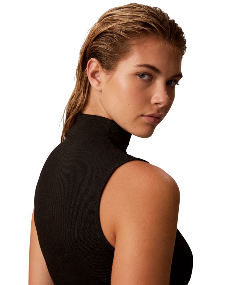 Women's Cutaway Mock Neck Knit Tank