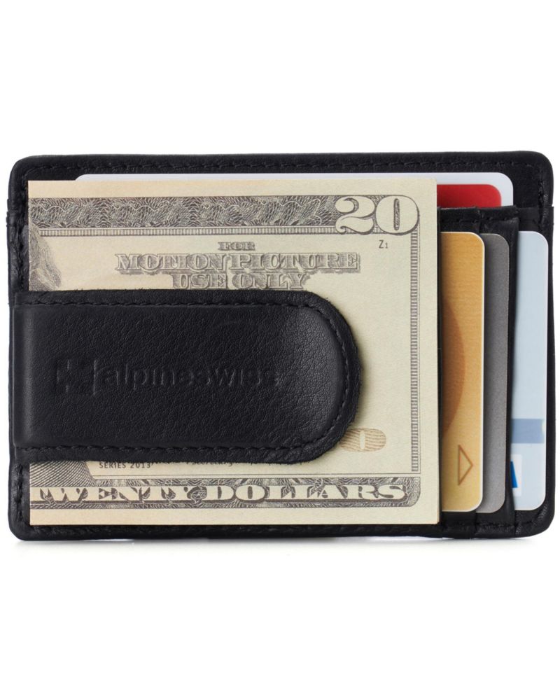 Men's RFID Money Clip Leather Minimalist Wallet Card Case ID Window