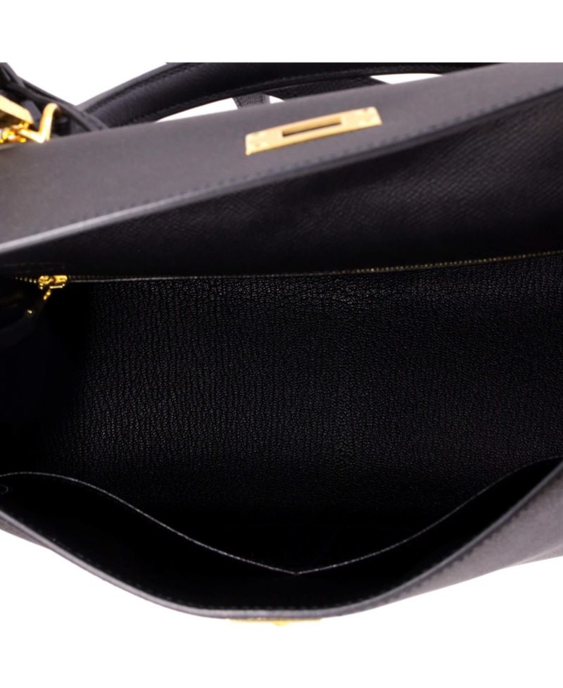 Pre-Owned Hermes Kelly 28 Handbag Black Epsom with Gold Hardware