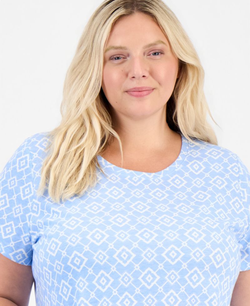 Plus Printed Short-Sleeve Crewneck Tee