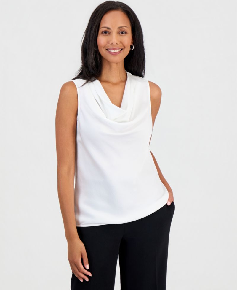 Women's Sleeveless Cowl Neck Satin Blouse