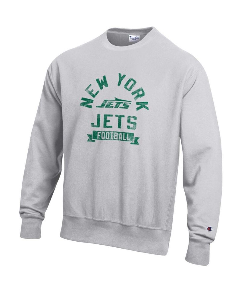 Men's Heather Gray New York Jets Reverse Weave Fleece Pullover Sweatshirt