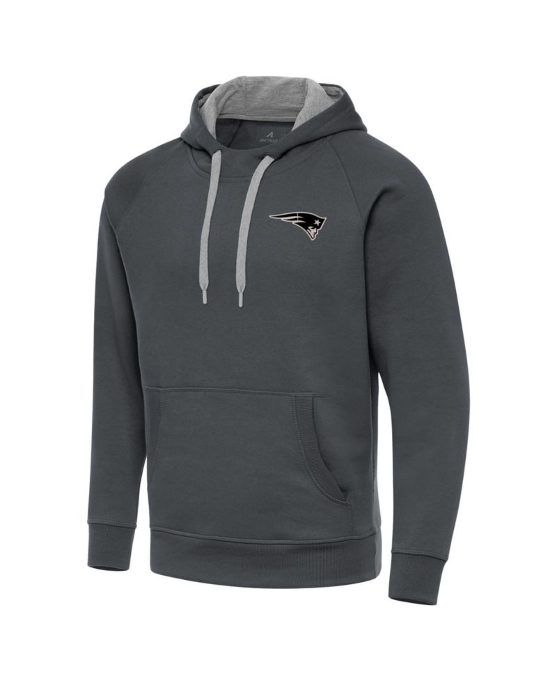 Men's Charcoal New England Patriots Brushed Carbon Victory Pullover Hoodie