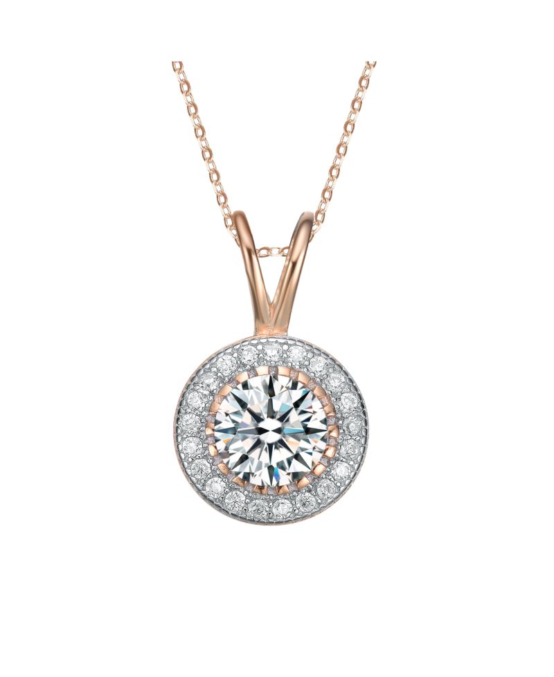 Minimalist Cubic Zirconia Solitaire Dainty Halo Necklace