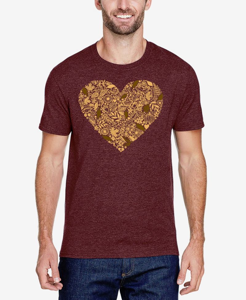 Men's Cotton/Poly Blend Word Art T-Shirt - Fall Vibes Heart