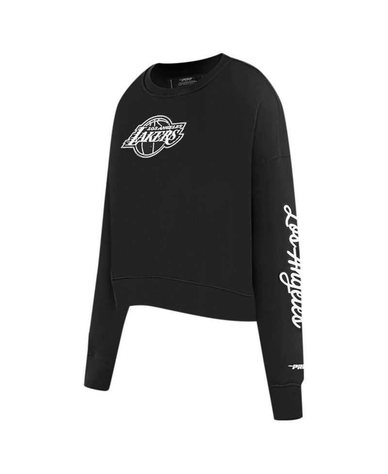 Women's Black Los Angeles Lakers Paint The City Cropped Pullover Sweatshirt