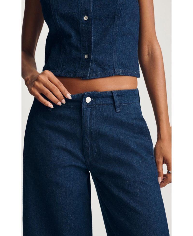 Women's Siena High Rise Wide Leg In Chino Dark Linen Denim