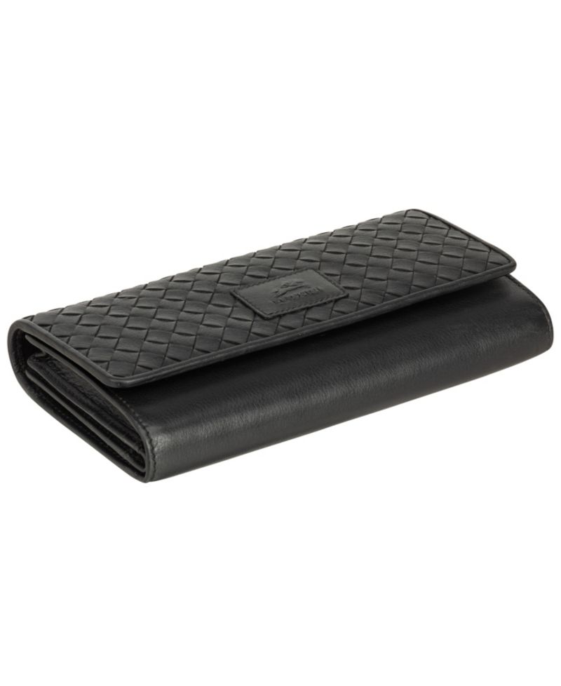 Women's Basket Weave Collection RFID Secure Quadruple Fold Wallet