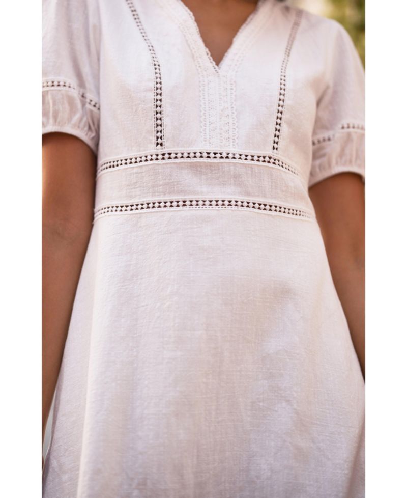 Women's Cotton Lace Trim Skater Sun Dress