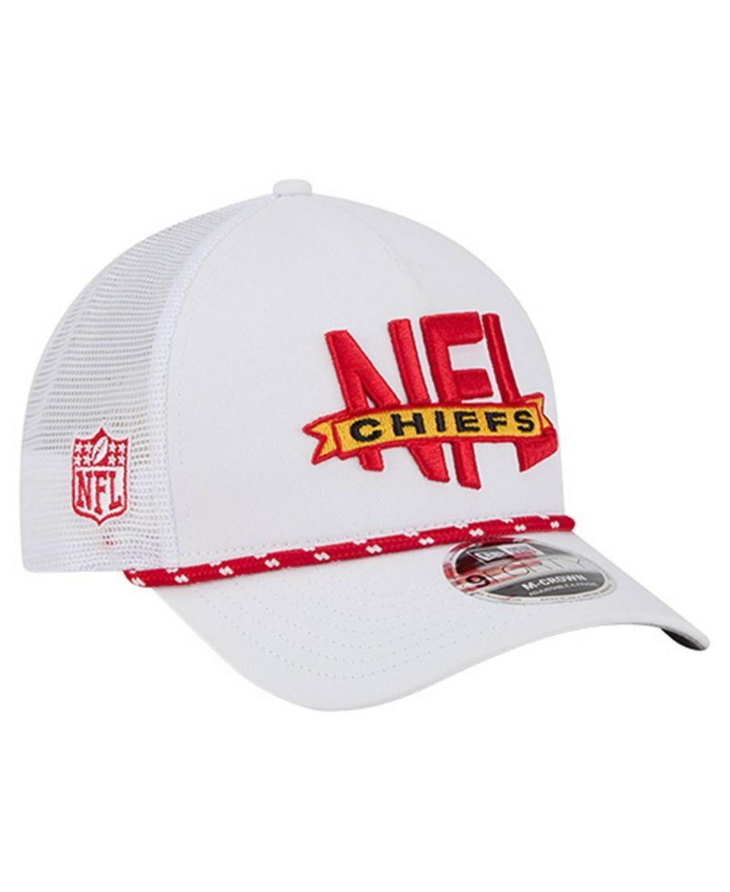 Men's White Kansas City Chiefs NFL 9FORTY A-Frame M-Crown Adjustable Trucker Hat