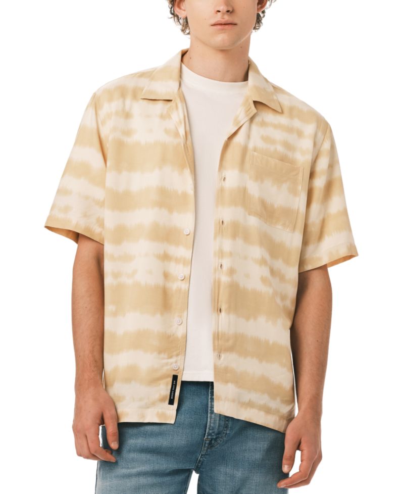 Men's Tie-Dye Stripe Camp Shirt