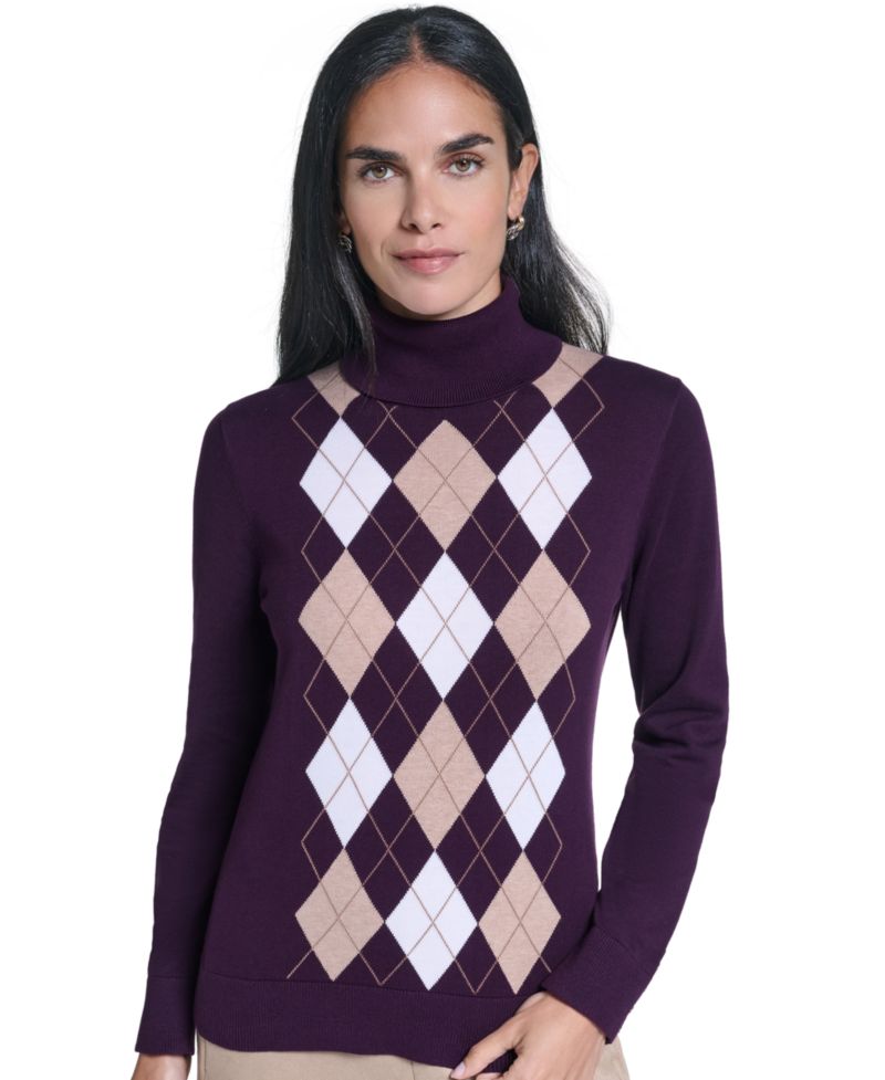 Women's Argyle Turtleneck Sweater