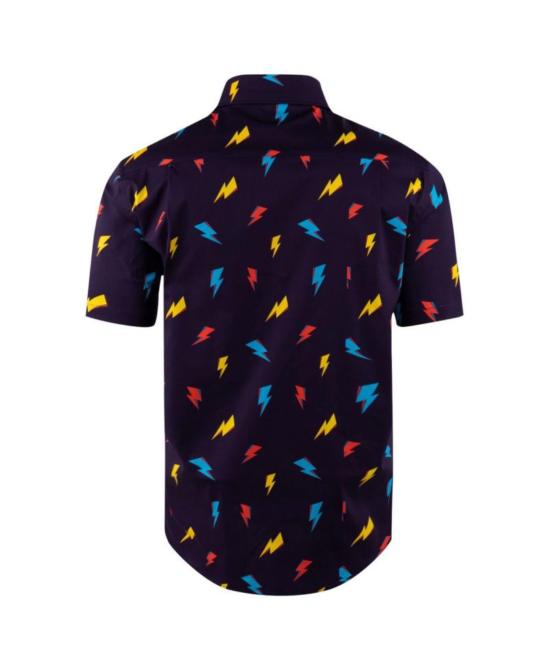 Men's Purple David Bowie Electric Bolt Button-Down Shirt